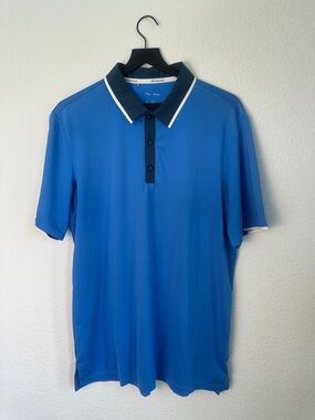 adidas Men's Blue Polo / Golf Shirt with Contrast Navy Collar